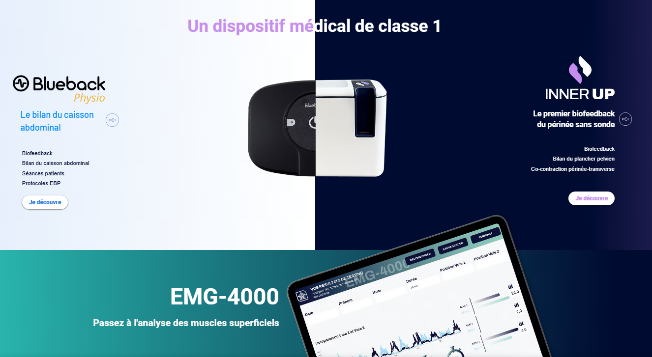 Site web de BlueBack, dispositif médical